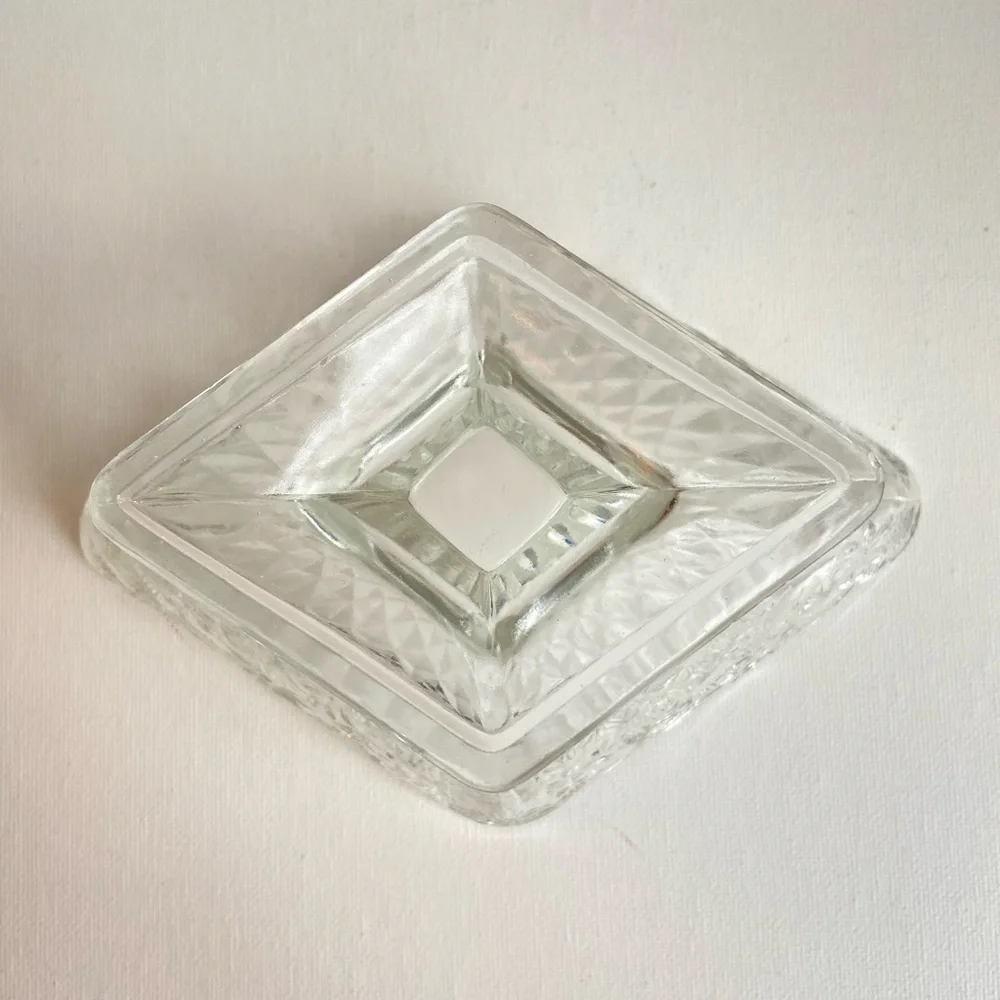 Indiana Glass Pineapple and Floral pattern clear vintage candy dish compote